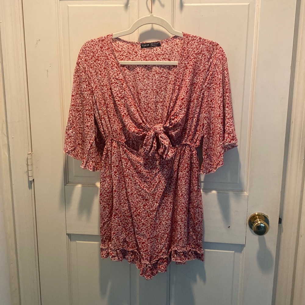 Small Floral Print Red Romper